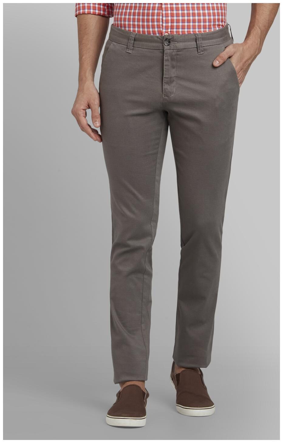 

Parx Men Grey Textured Tapered fit Wrinkle free Regular trousers