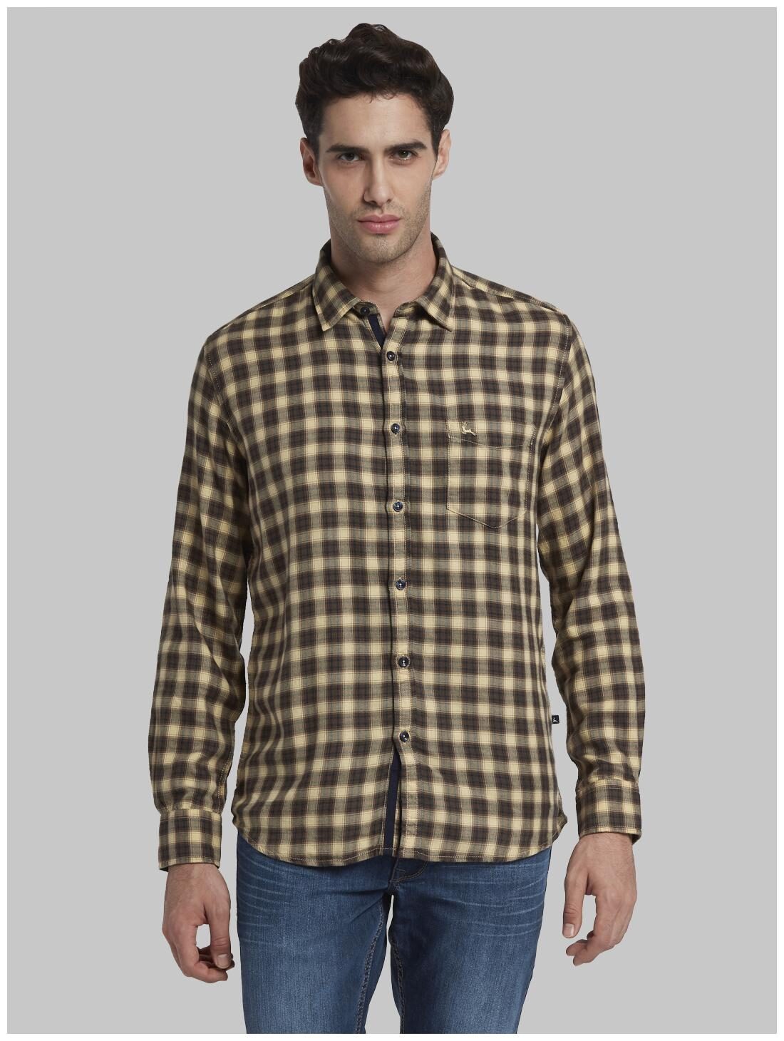 

Parx Men Brown Checked Slim Fit Casual Shirt