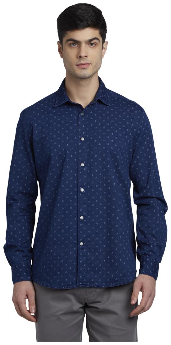 

Parx Men Blue Printed Slim Fit Casual Shirt