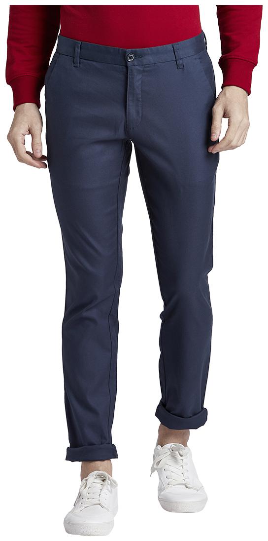 

Parx Men Blue Solid Tapered fit Regular trousers