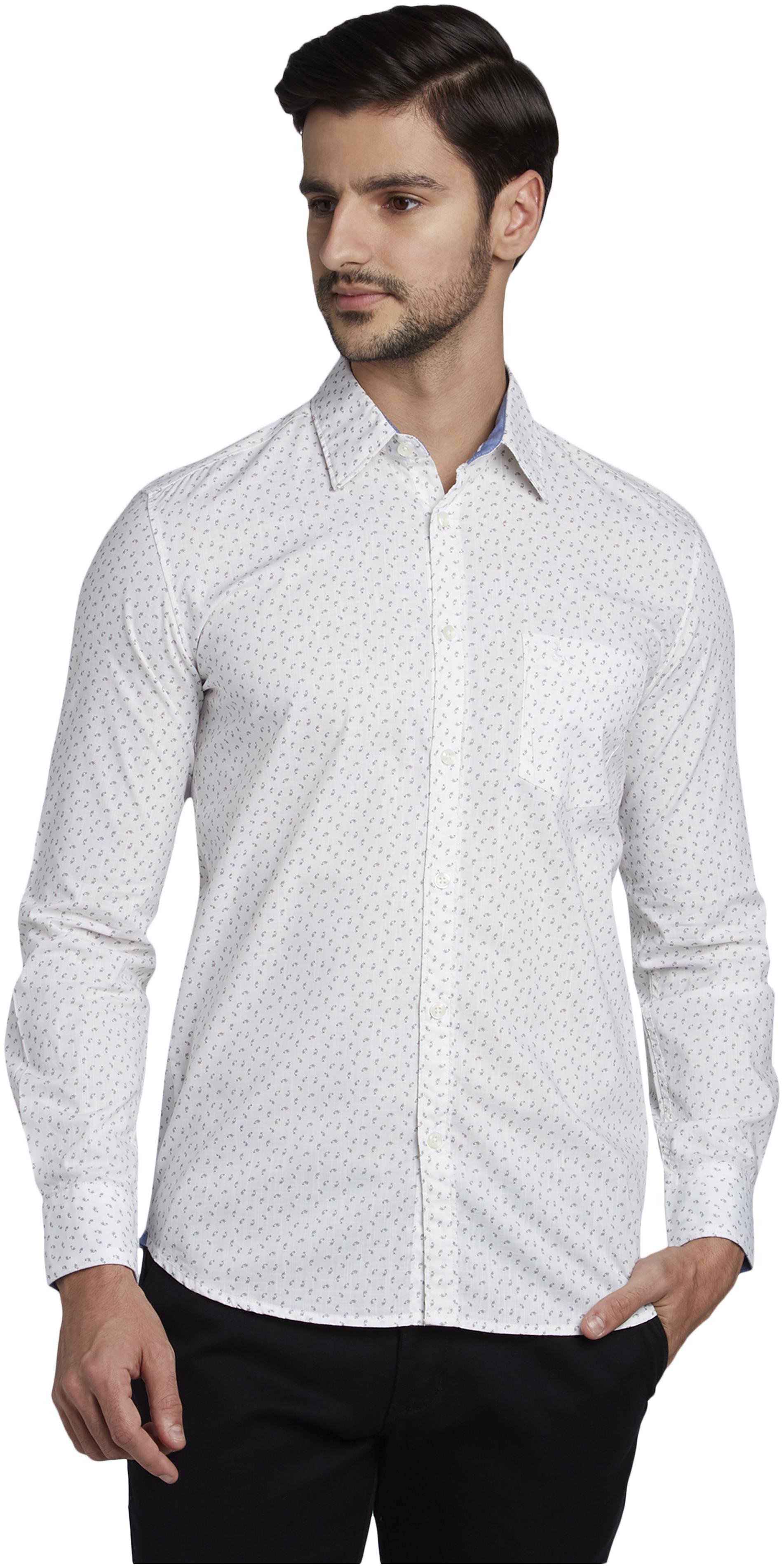 

Parx Men White Printed Slim Fit Casual Shirt