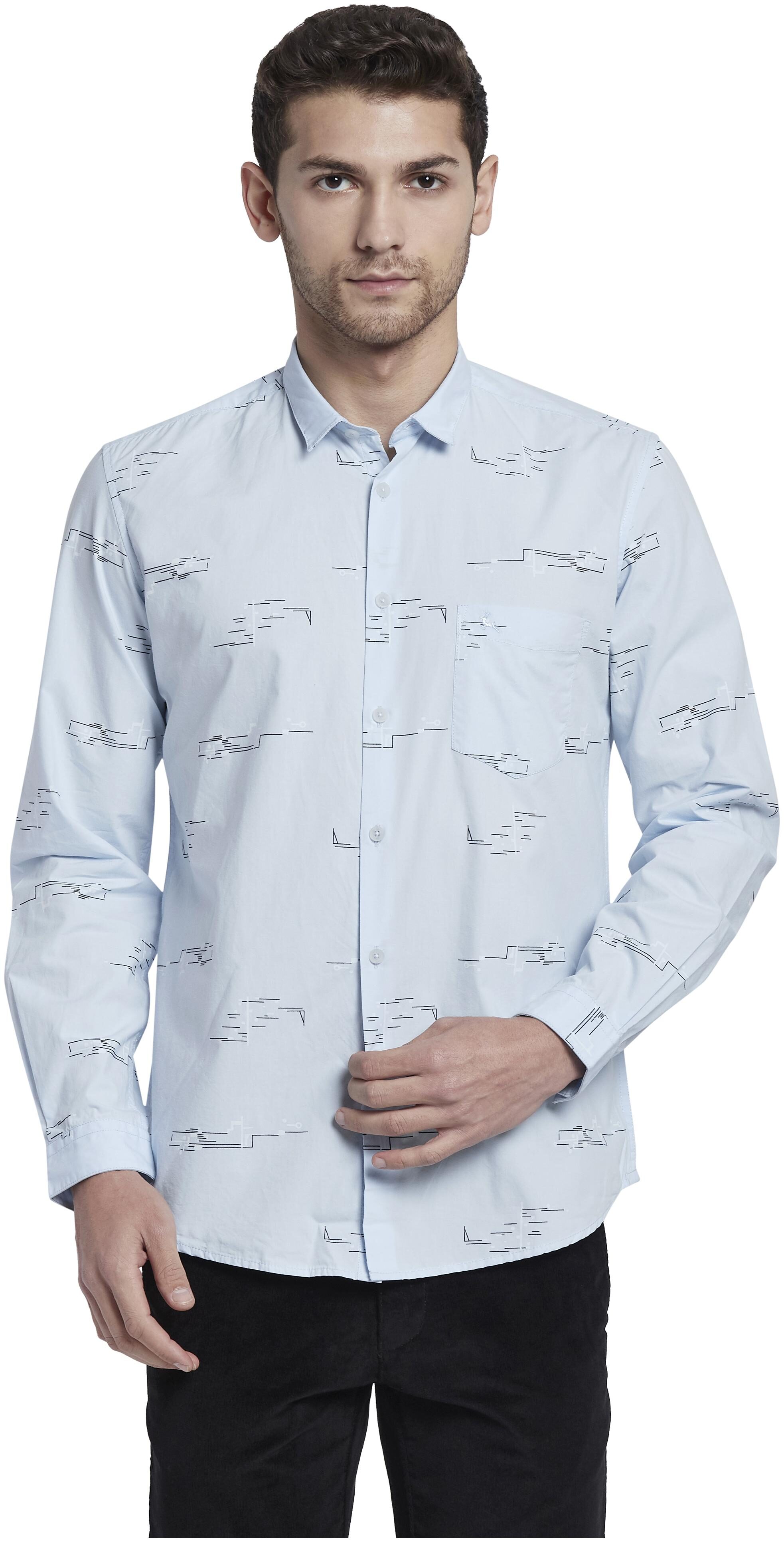 

Parx Men Blue Printed Slim Fit Casual Shirt