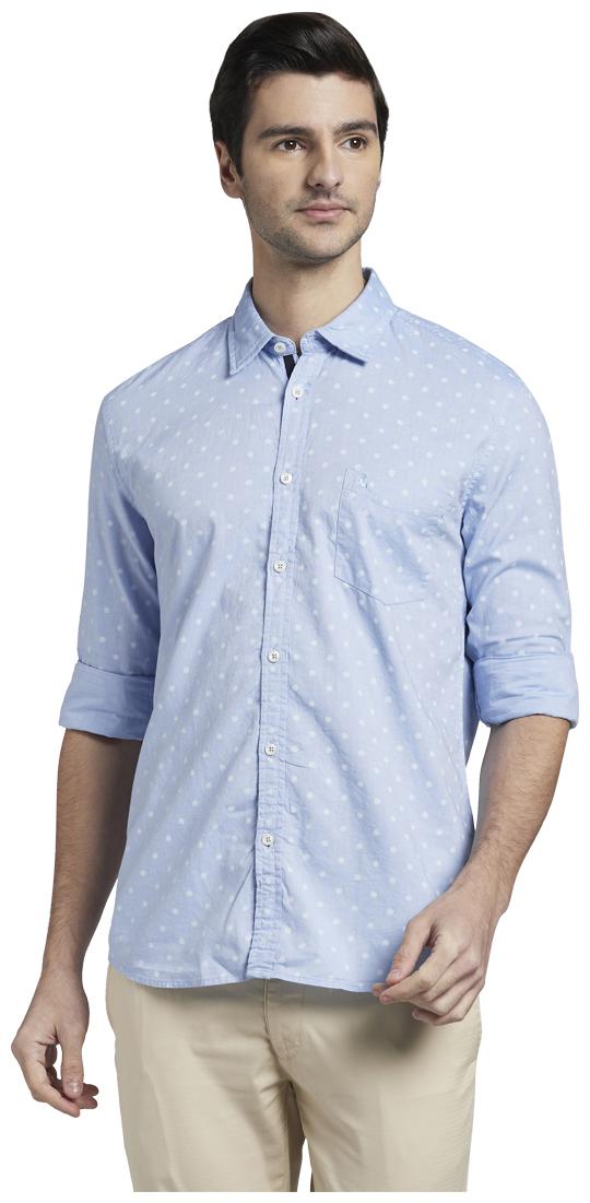 

Parx Men Blue Printed Slim Fit Casual Shirt