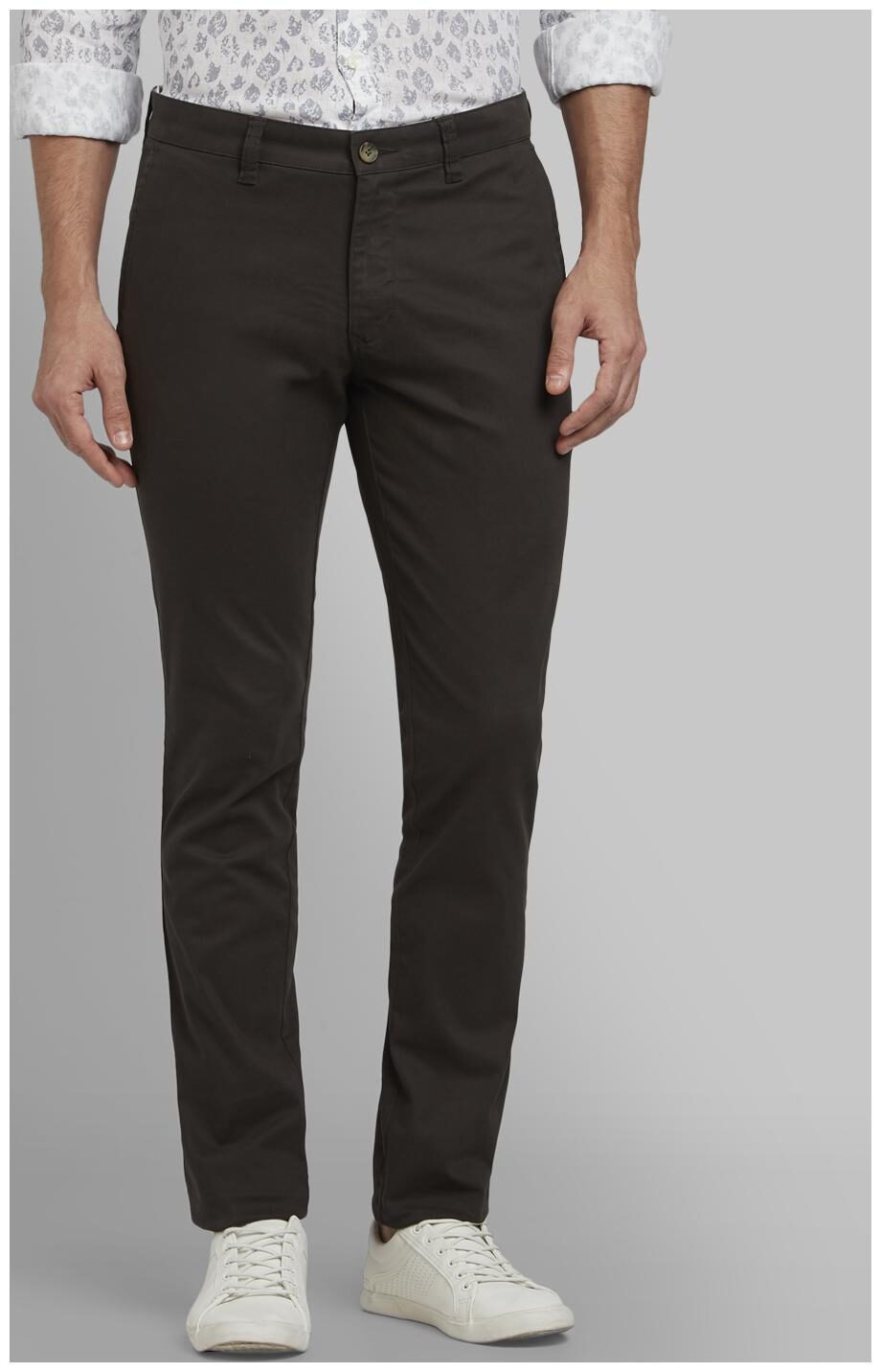 

Parx Men Green Solid Slim fit Wrinkle free Regular trousers