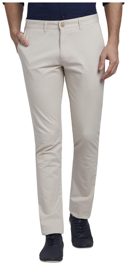 

Parx Men White Solid Tapered fit Regular trousers