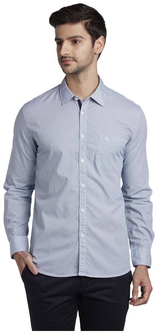 

Parx Men Blue Pinstrips Slim Fit Casual Shirt