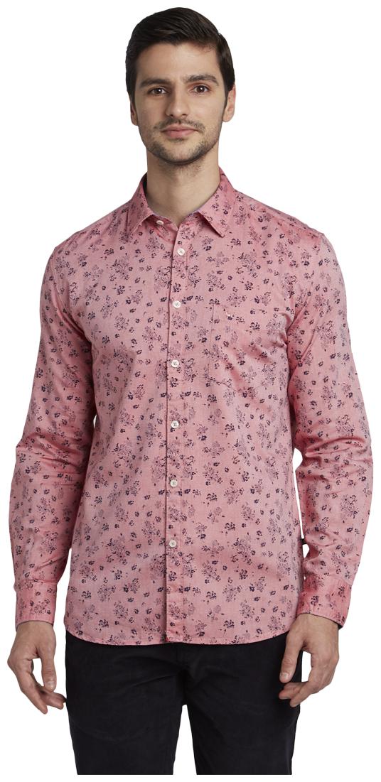 

Parx Men Red Printed Slim Fit Casual Shirt