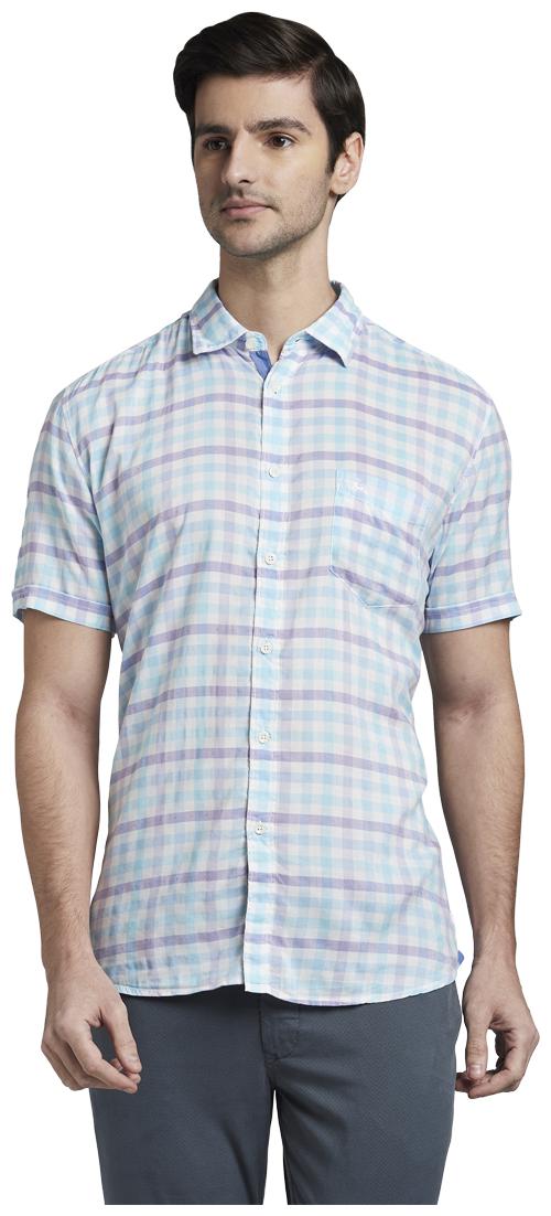 

Parx Men Blue Checked Slim Fit Casual Shirt