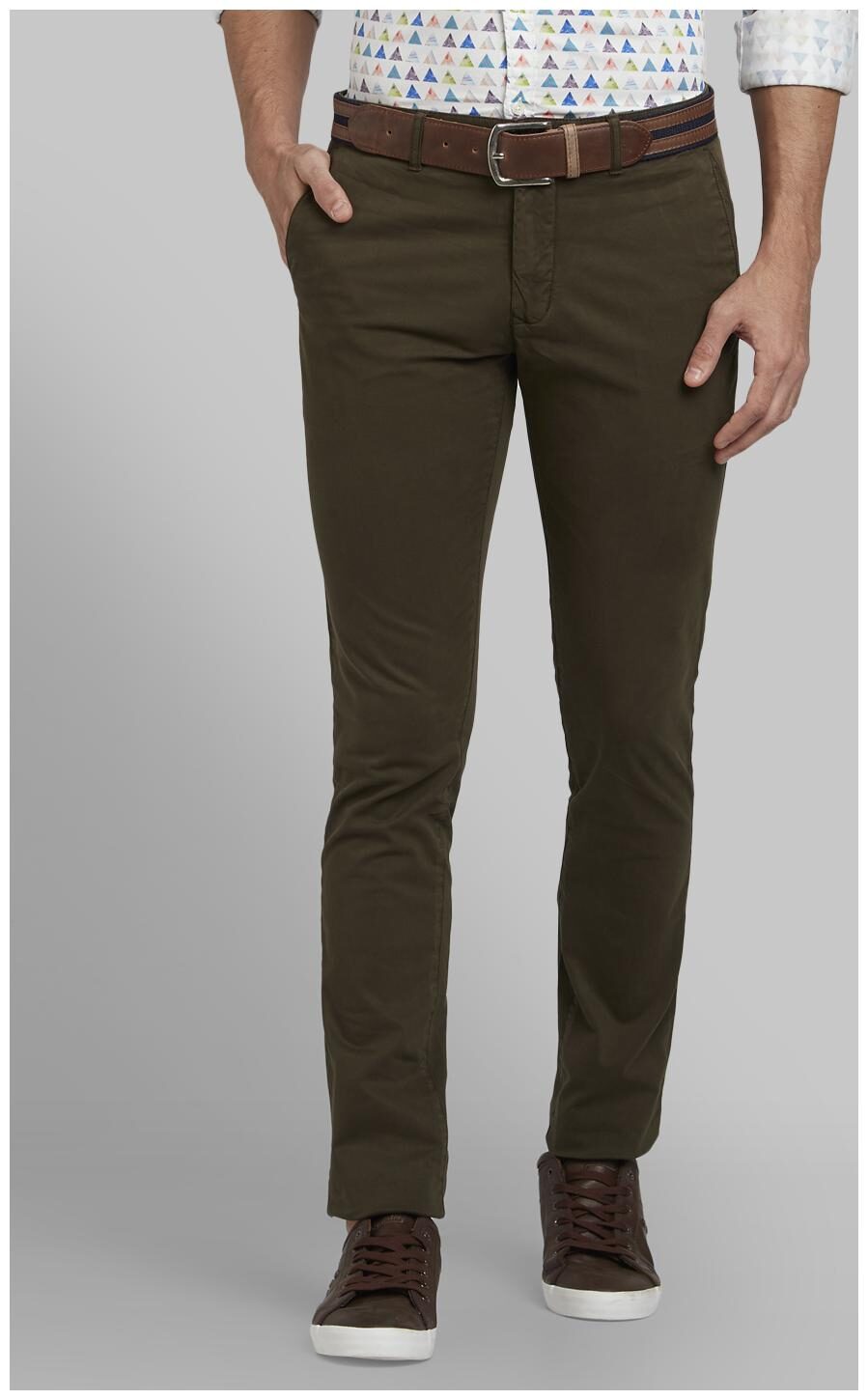 

Parx Men Green Solid Tapered fit Wrinkle free Regular trousers