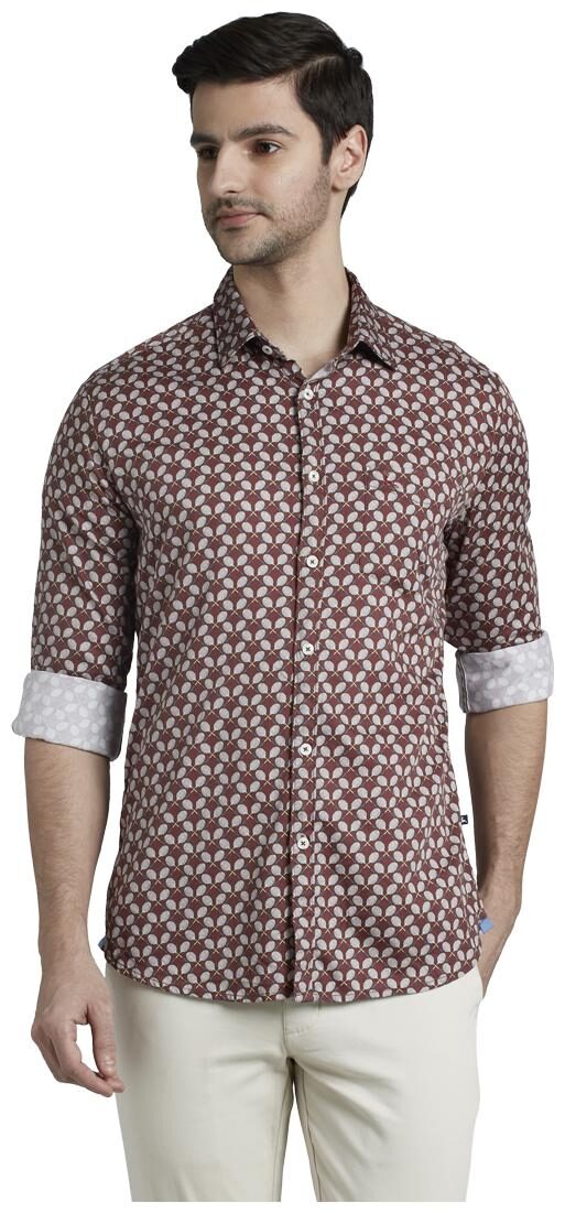 

Parx Men Brown Printed Regular Fit Casual Shirt