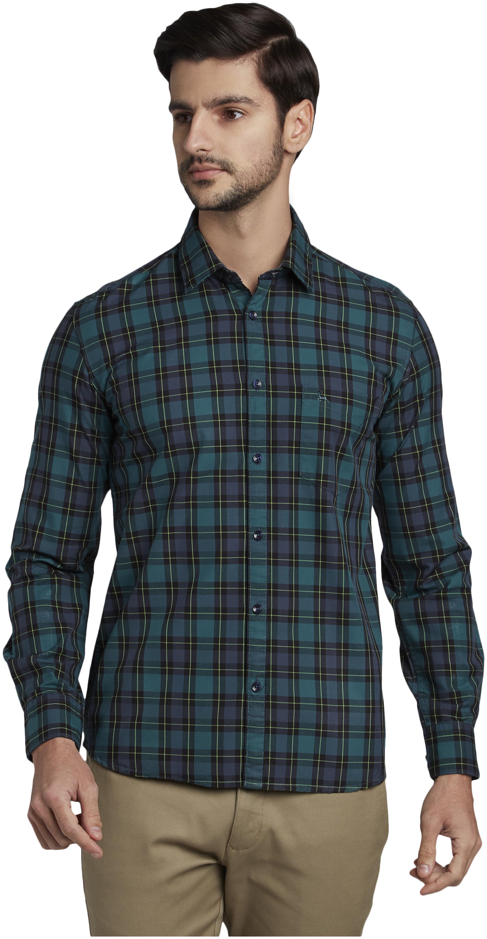 

Parx Men Green Checked Slim Fit Casual Shirt