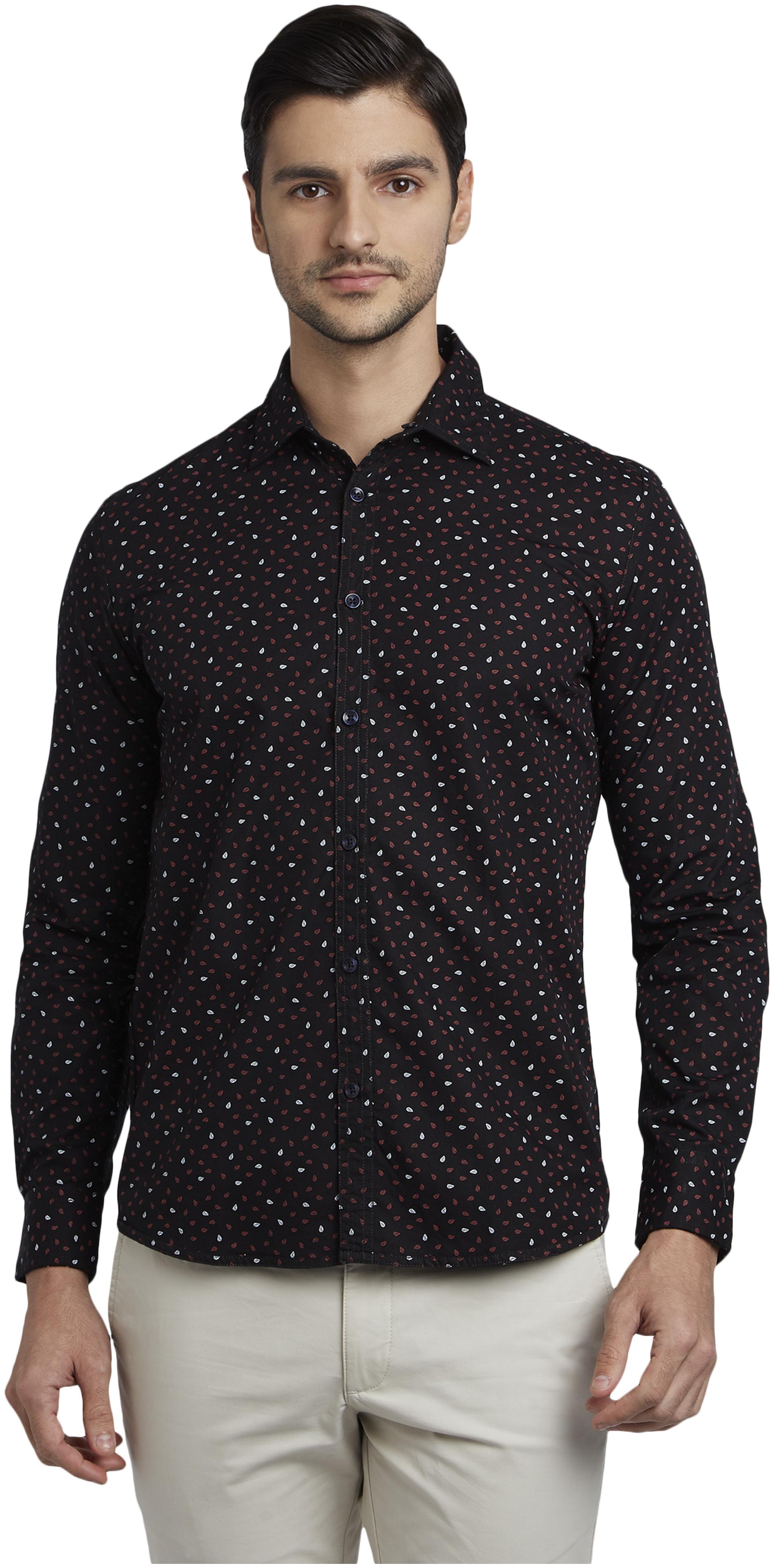 

Parx Men Black Printed Slim Fit Casual Shirt