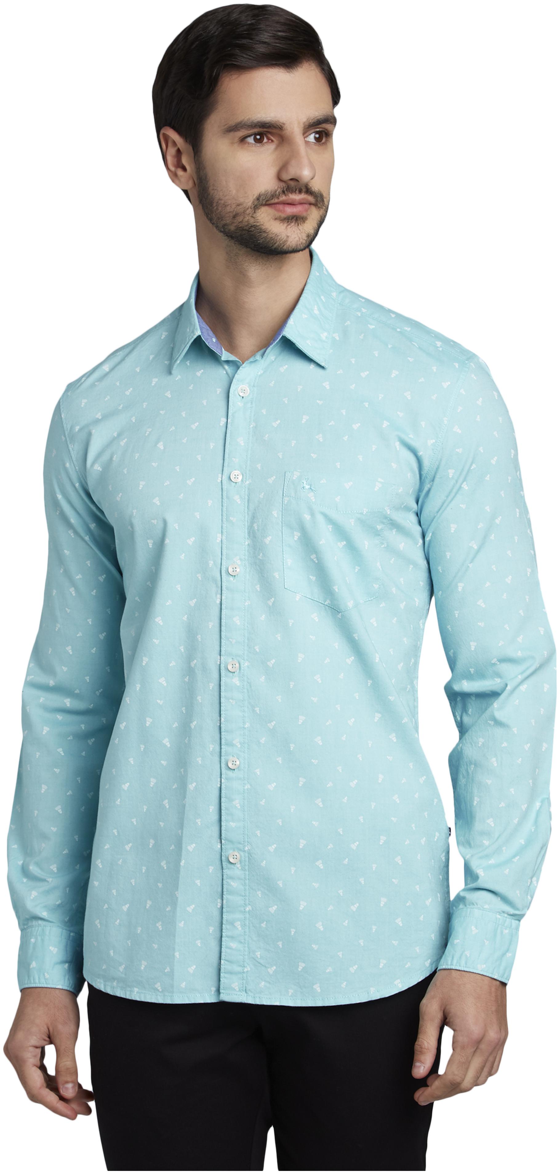 

Parx Men Blue Printed Slim Fit Casual Shirt