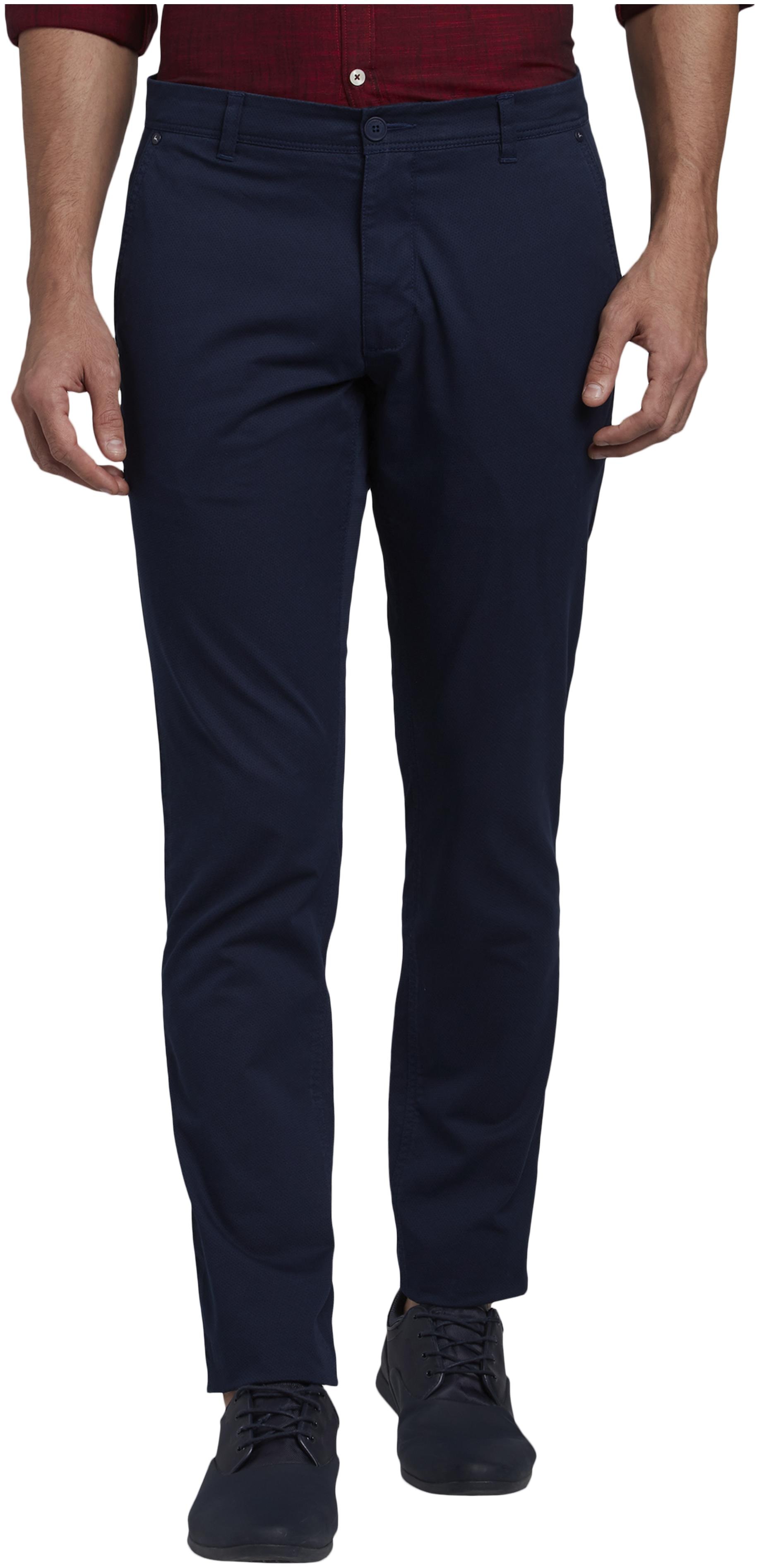 

Parx Men Blue Solid Tapered fit Regular trousers
