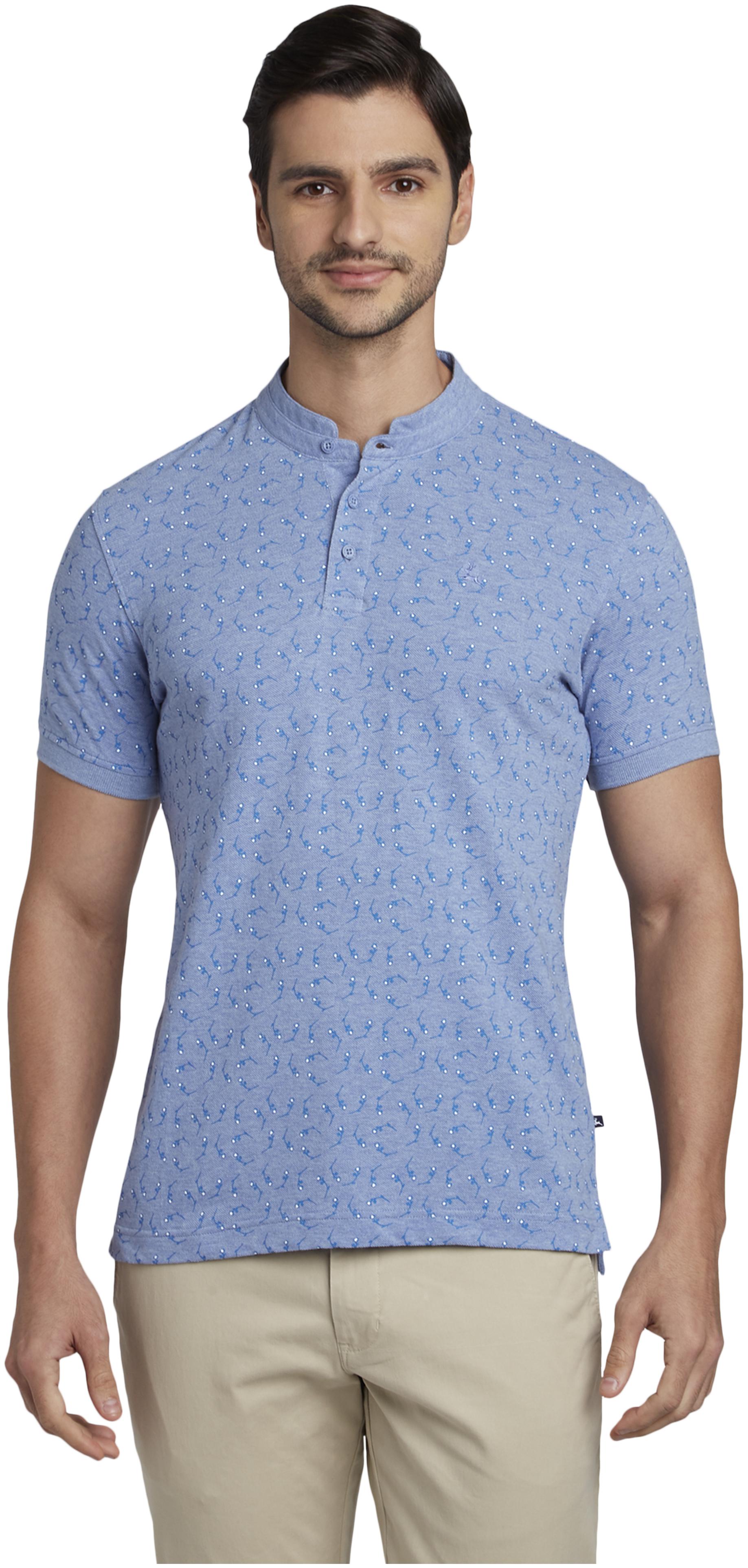 

Parx Men Blue Regular fit Cotton Henley neck T-Shirt - Pack Of 1