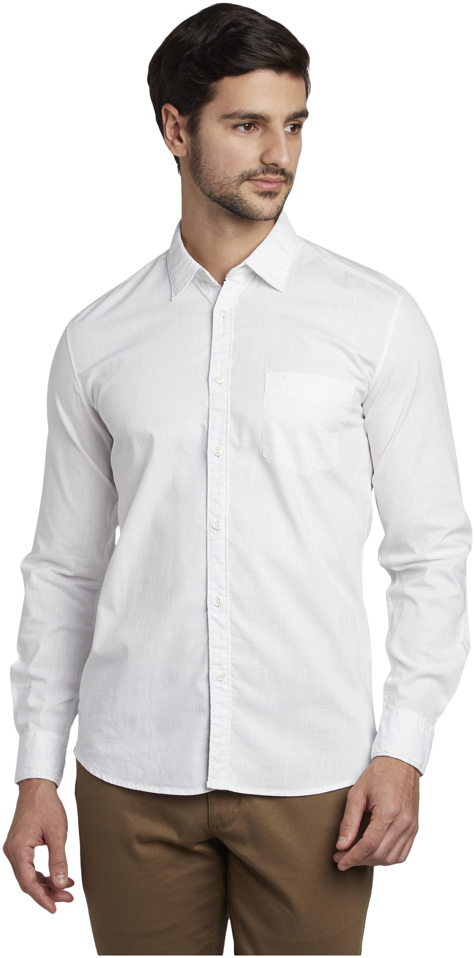 

Parx Men White Solid Slim Fit Casual Shirt