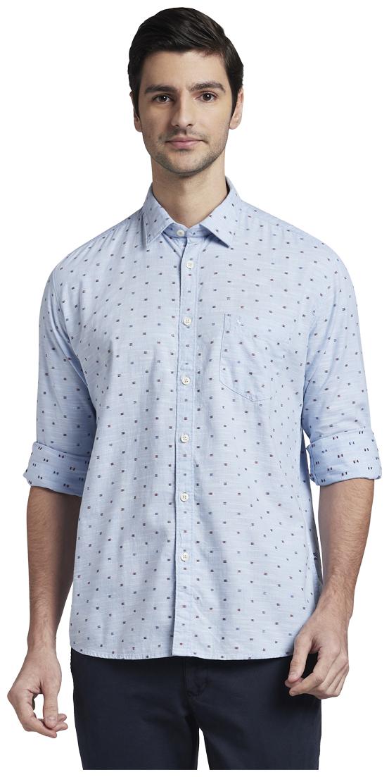 

Parx Men Blue Printed Slim Fit Casual Shirt
