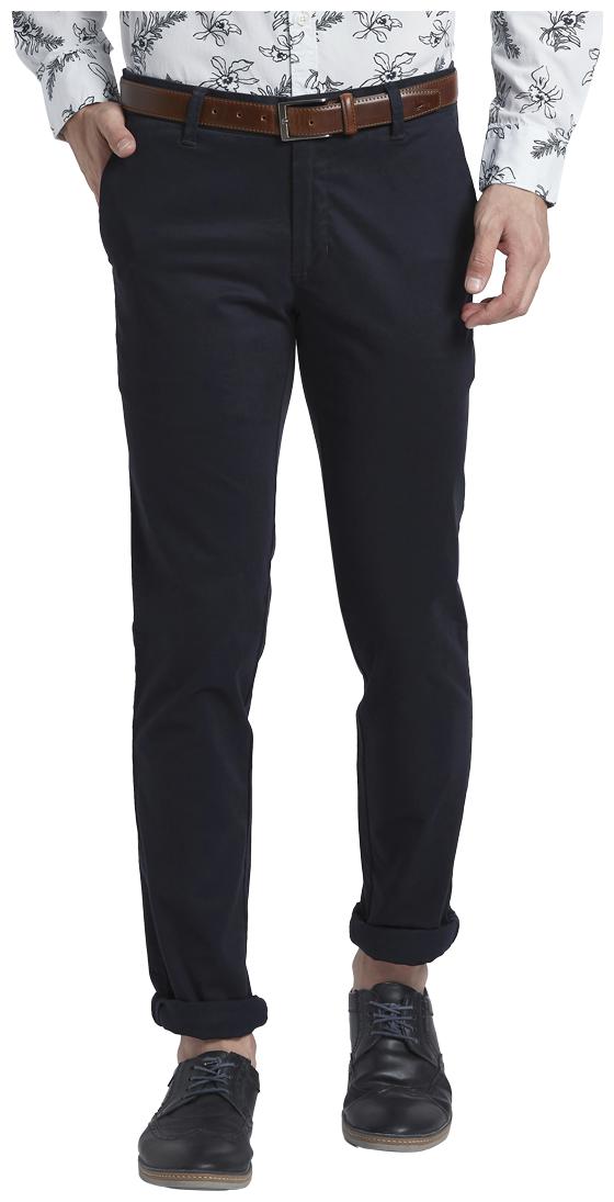 

Parx Men Blue Solid Slim fit Regular trousers