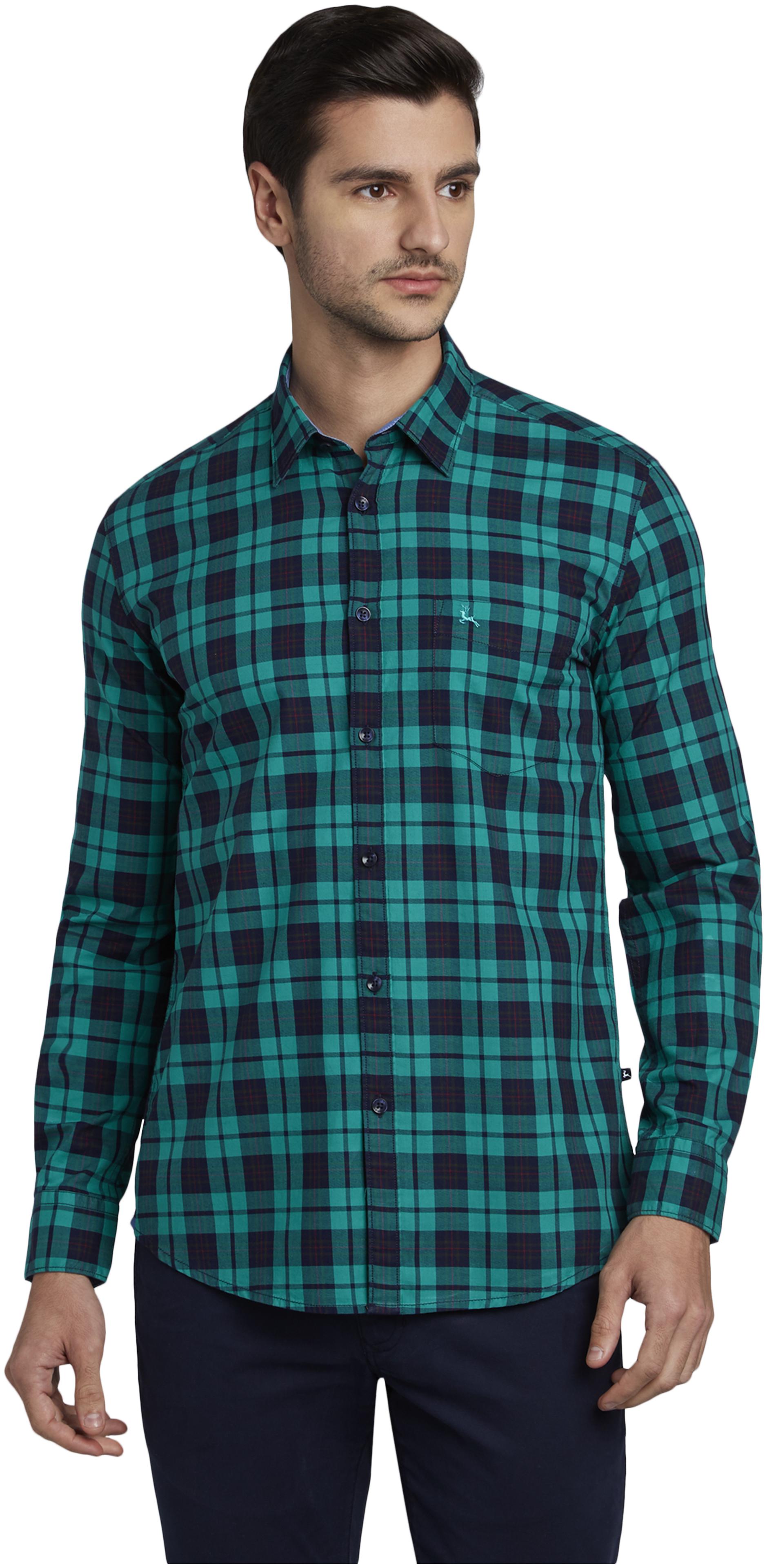 

Parx Men Green Checked Slim Fit Casual Shirt