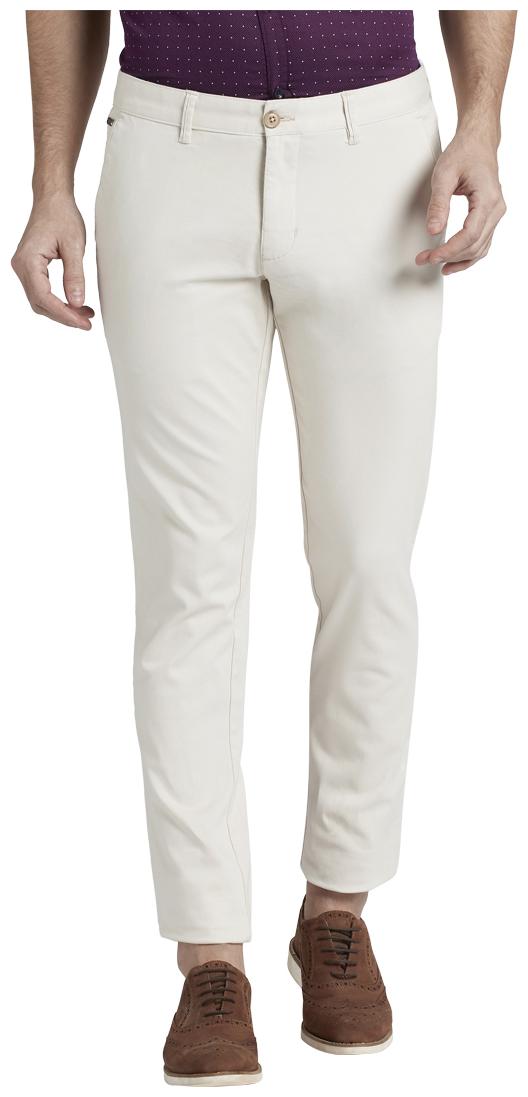 

Parx Men White Solid Tapered fit Regular trousers