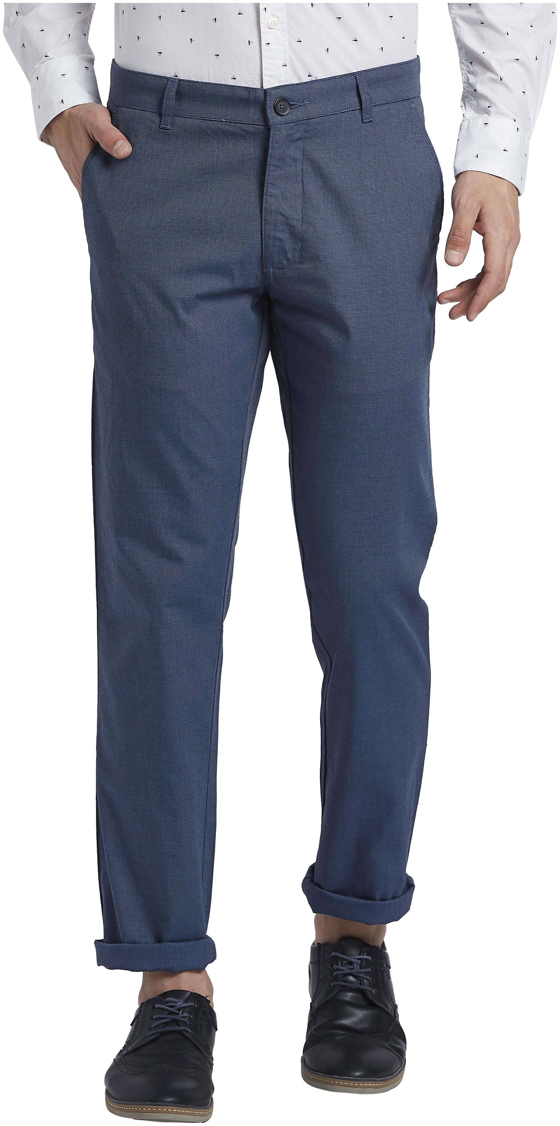 

Parx Men Blue Textured Tapered fit Regular trousers