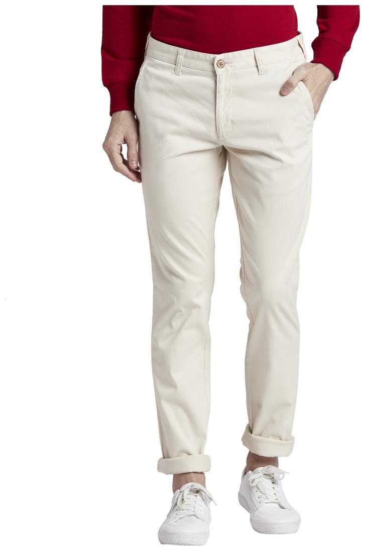 

Parx Men White Solid Tapered fit Regular trousers