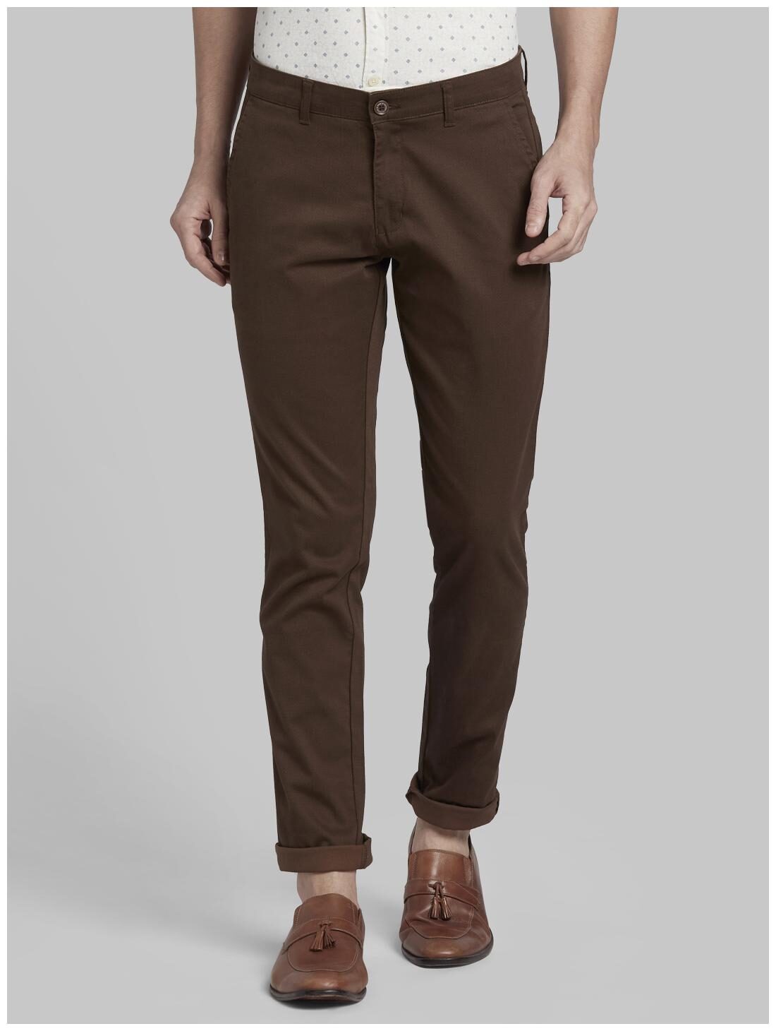 

Parx Men Brown Solid Tapered fit Chinos