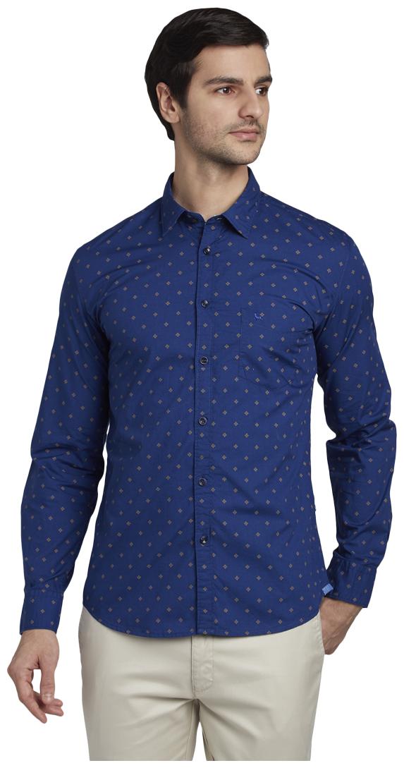 

Parx Men Blue Printed Slim Fit Casual Shirt