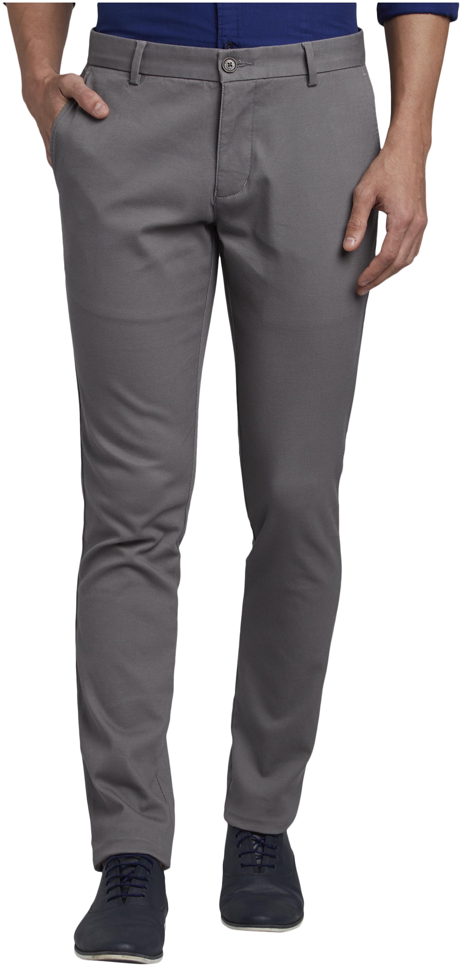 

Parx Men Grey Solid Slim fit Regular trousers