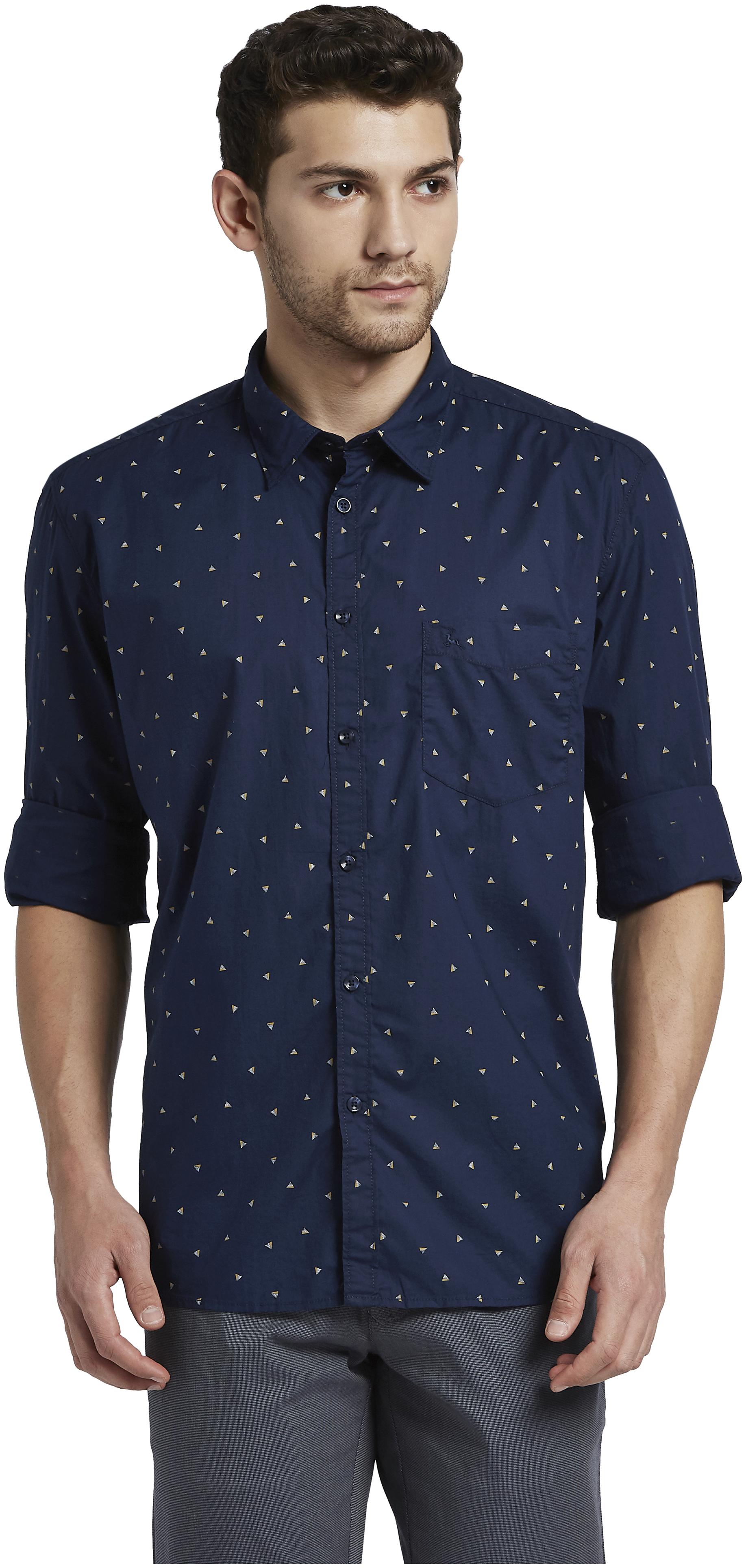 

Parx Men Blue Printed Slim Fit Casual Shirt