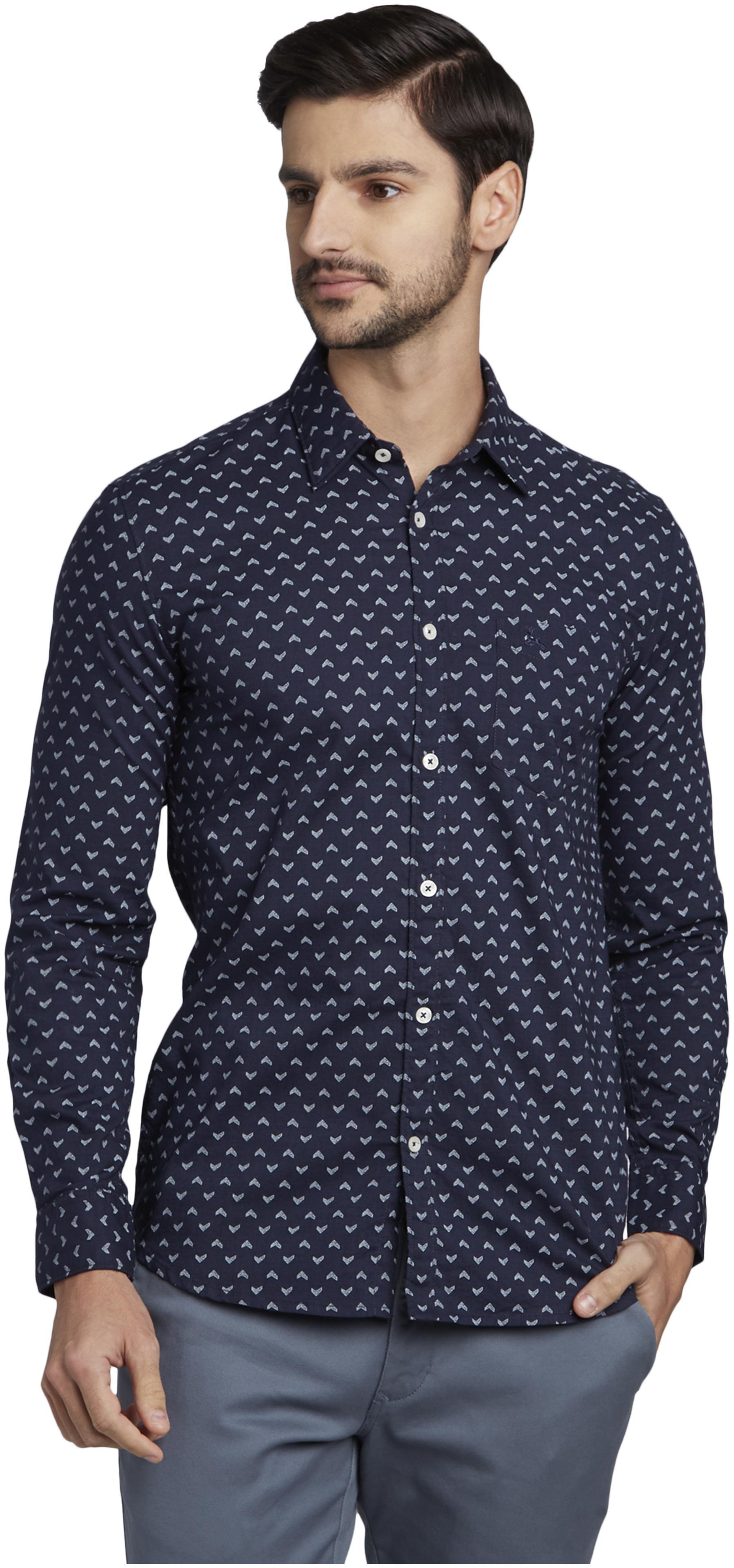 

Parx Men Blue Polka Dots Slim Fit Casual Shirt