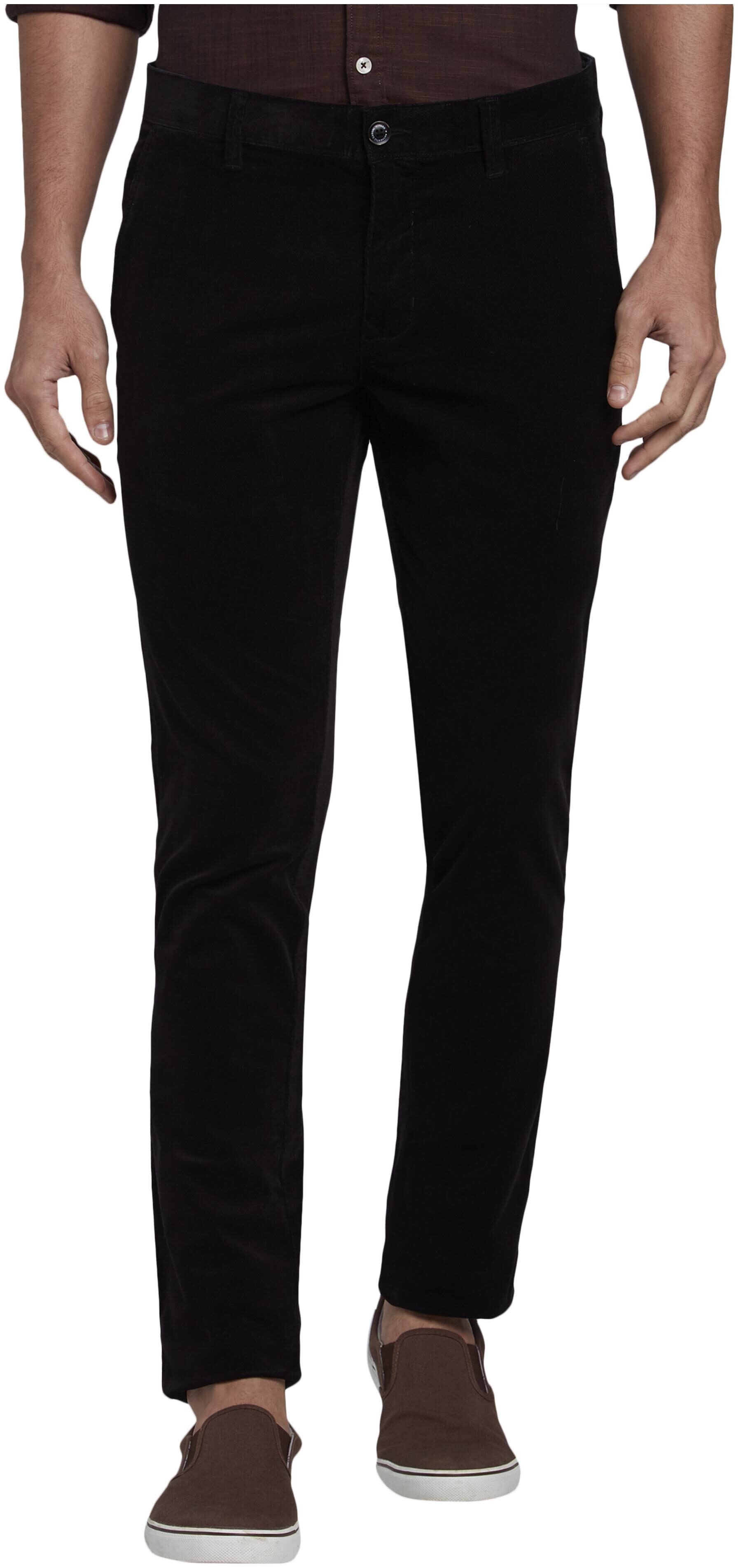 

Parx Men Black Solid Tapered fit Regular trousers