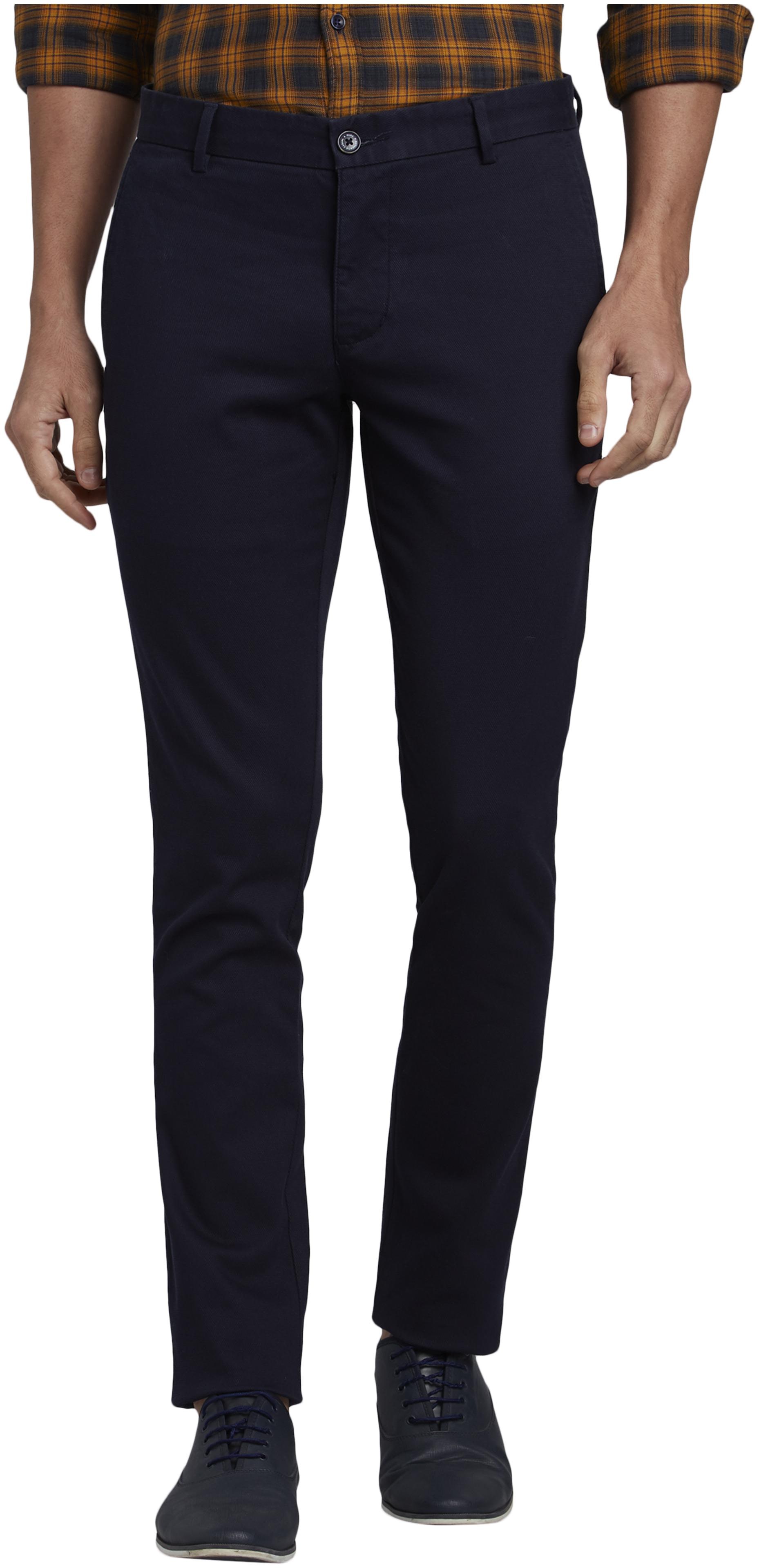

Parx Men Navy blue Solid Regular fit Regular trousers