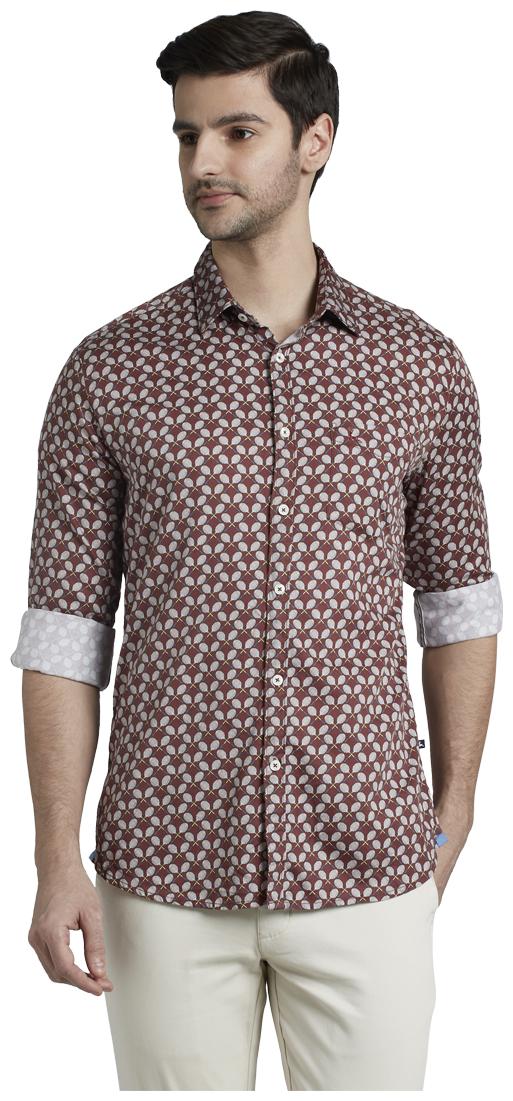 

Parx Men Brown Printed Regular Fit Casual Shirt