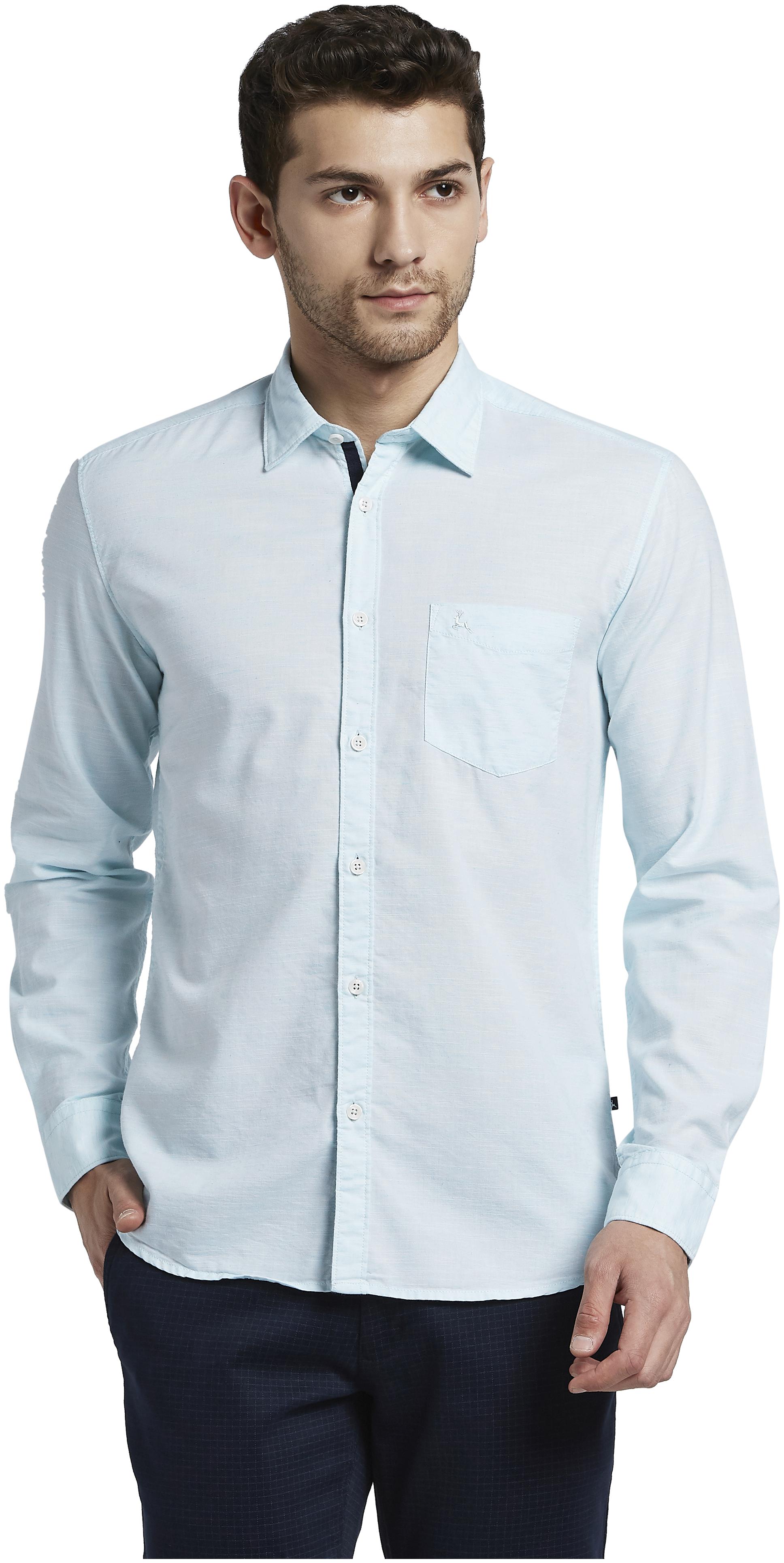 

Parx Men Blue Solid Slim Fit Casual Shirt