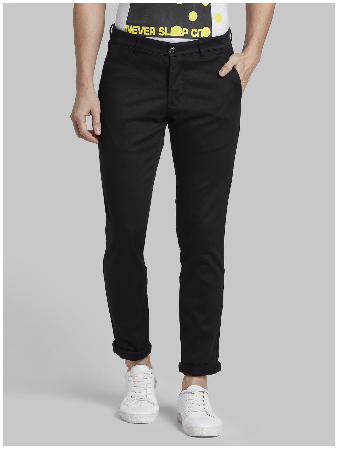 

Parx Men Black Solid Tapered fit Chinos