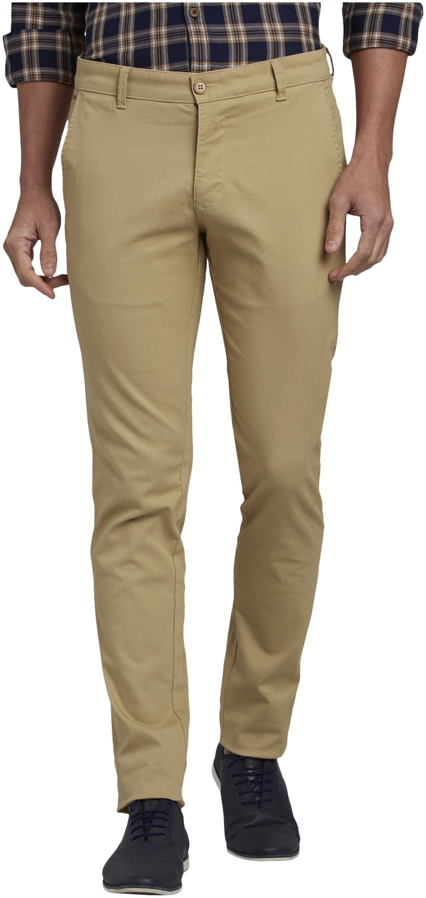 

Parx Men Beige Solid Tapered fit Regular trousers