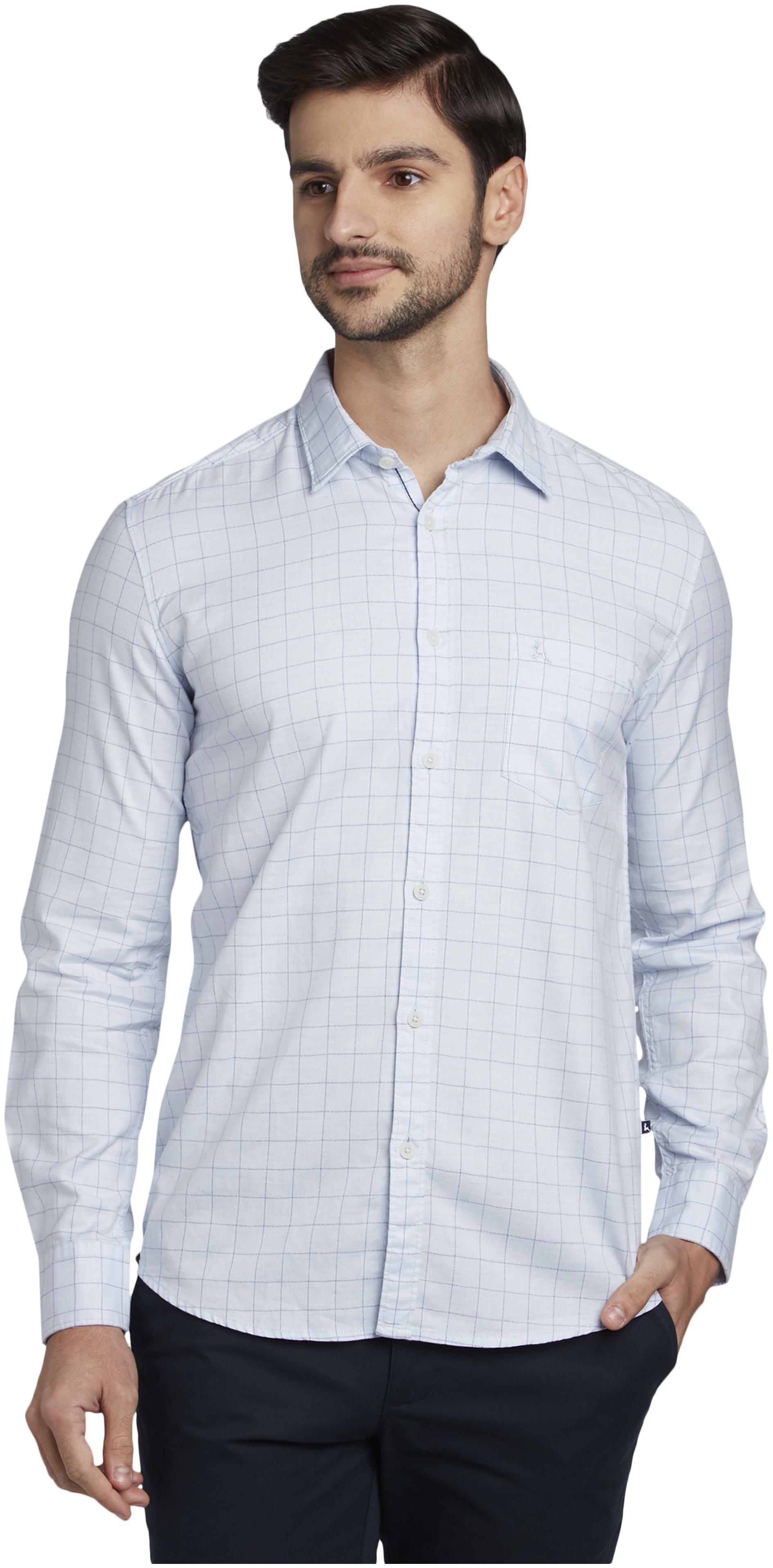 

Parx Men Blue Checked Slim Fit Casual Shirt