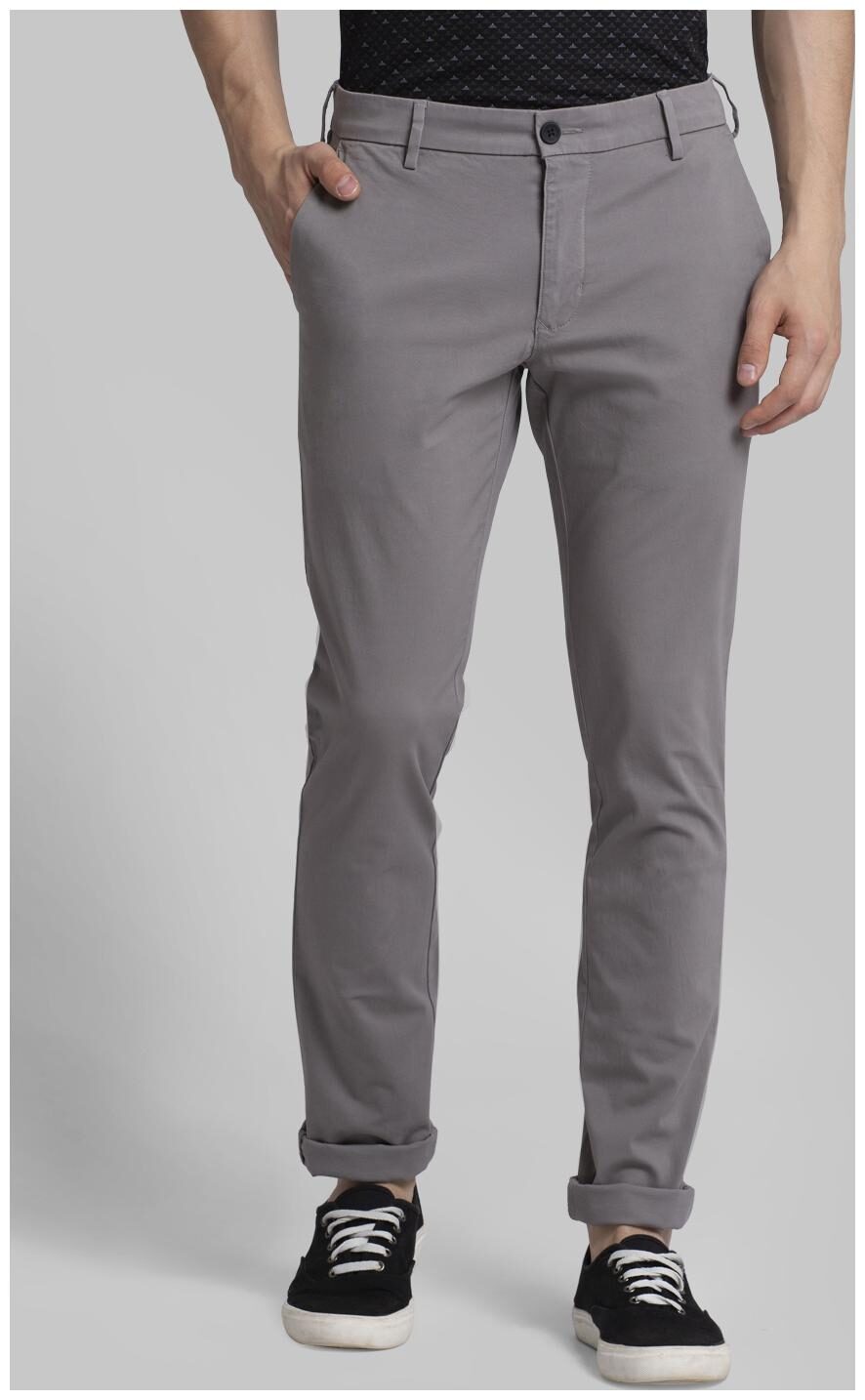 

Parx Men Grey Solid Slim fit Wrinkle free Regular trousers