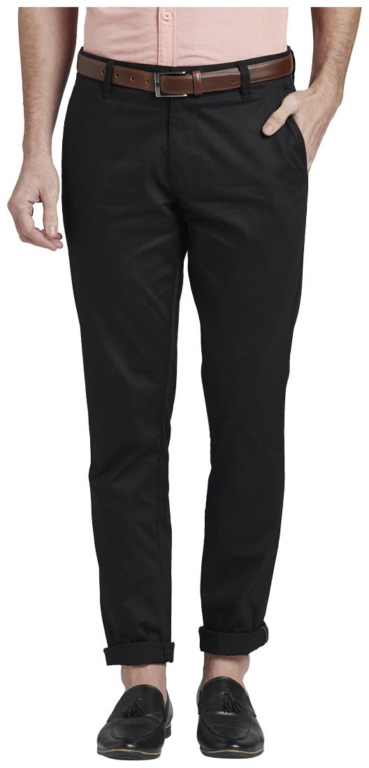 

Parx Men Black Solid Tapered fit Regular trousers