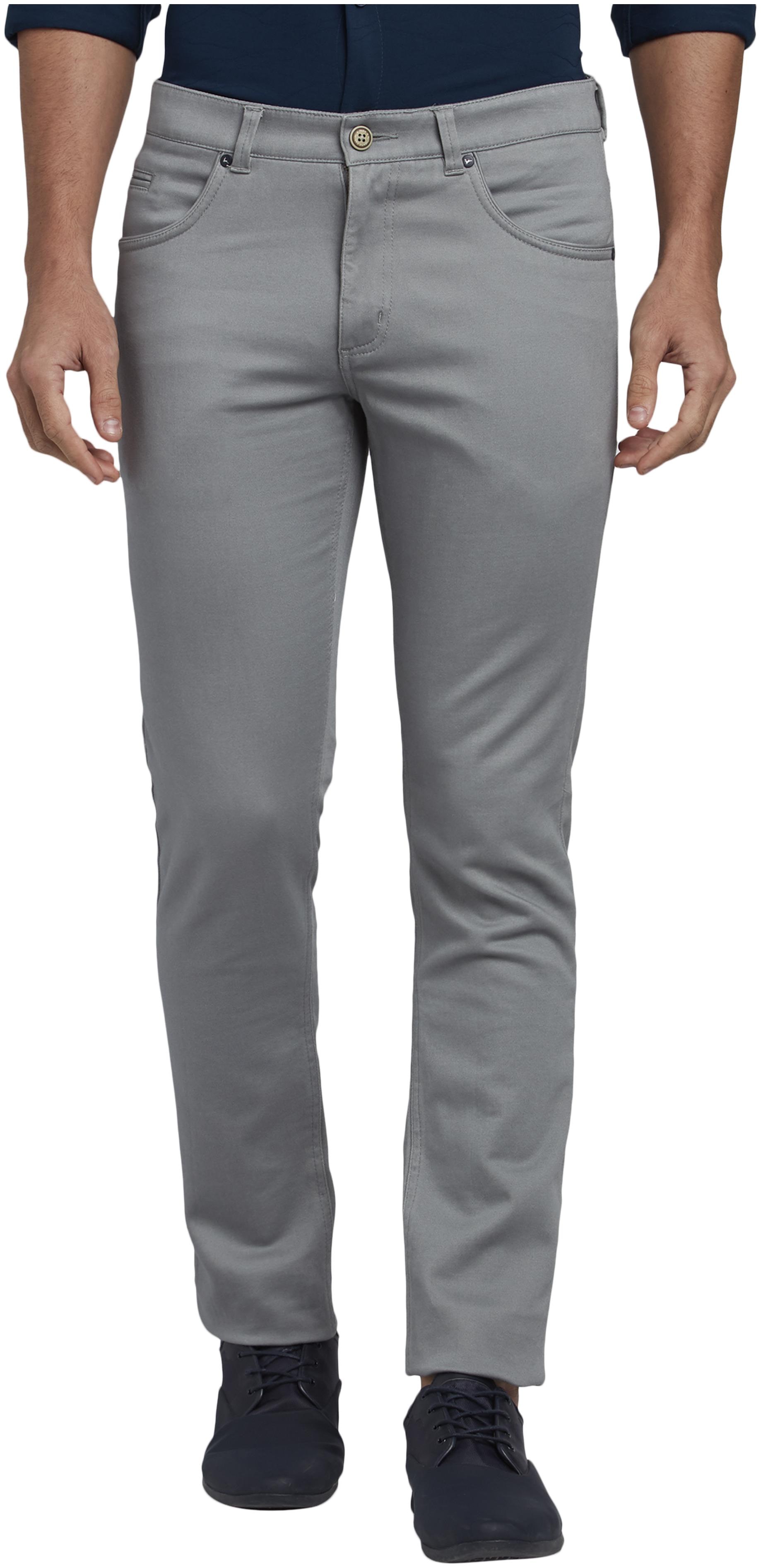 

Parx Men Grey Solid Tapered fit Regular trousers