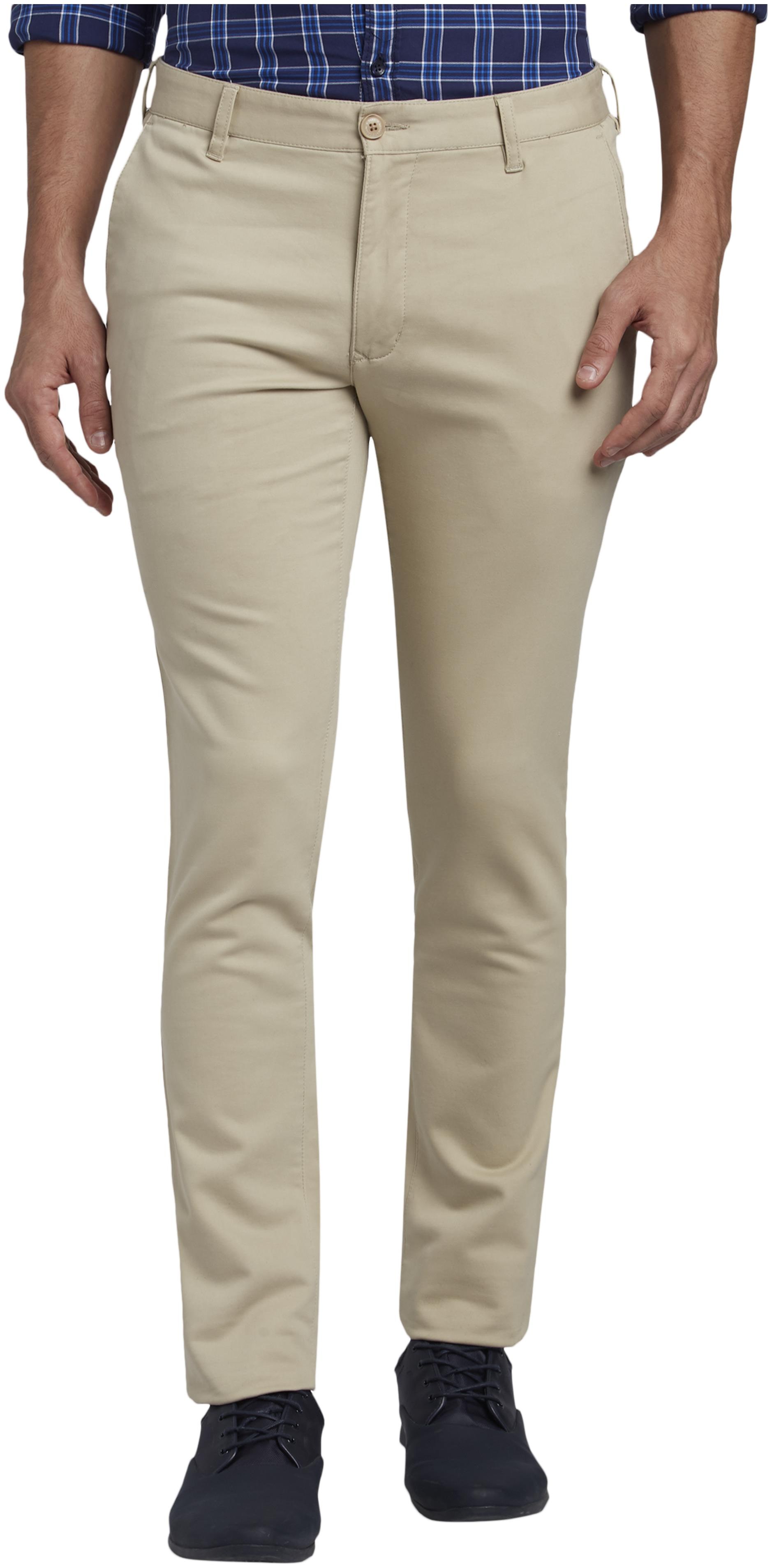 

Parx Men Beige Solid Tapered fit Regular trousers