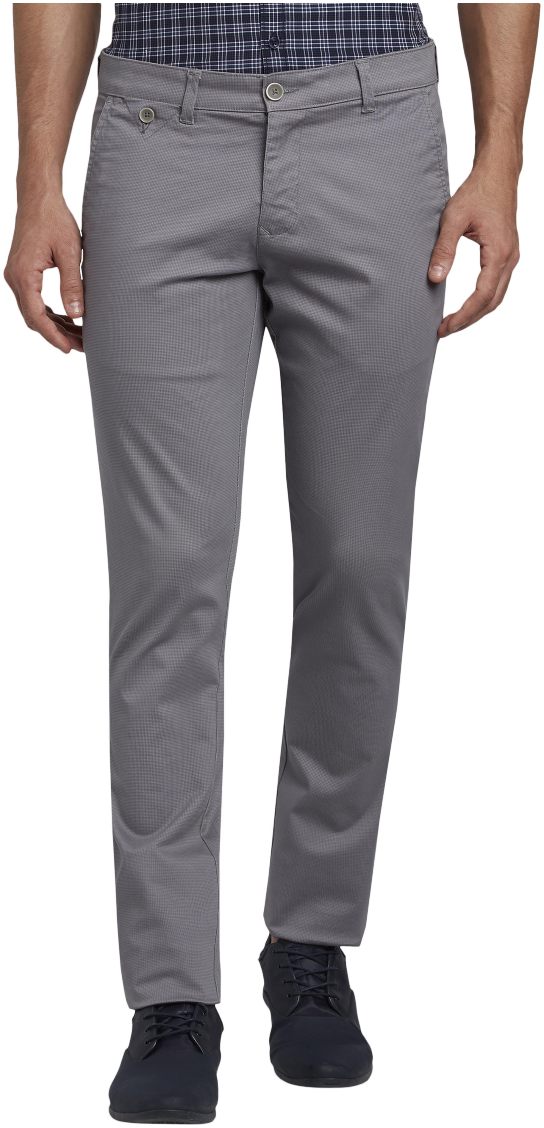 

Parx Men Grey Checked Tapered fit Regular trousers