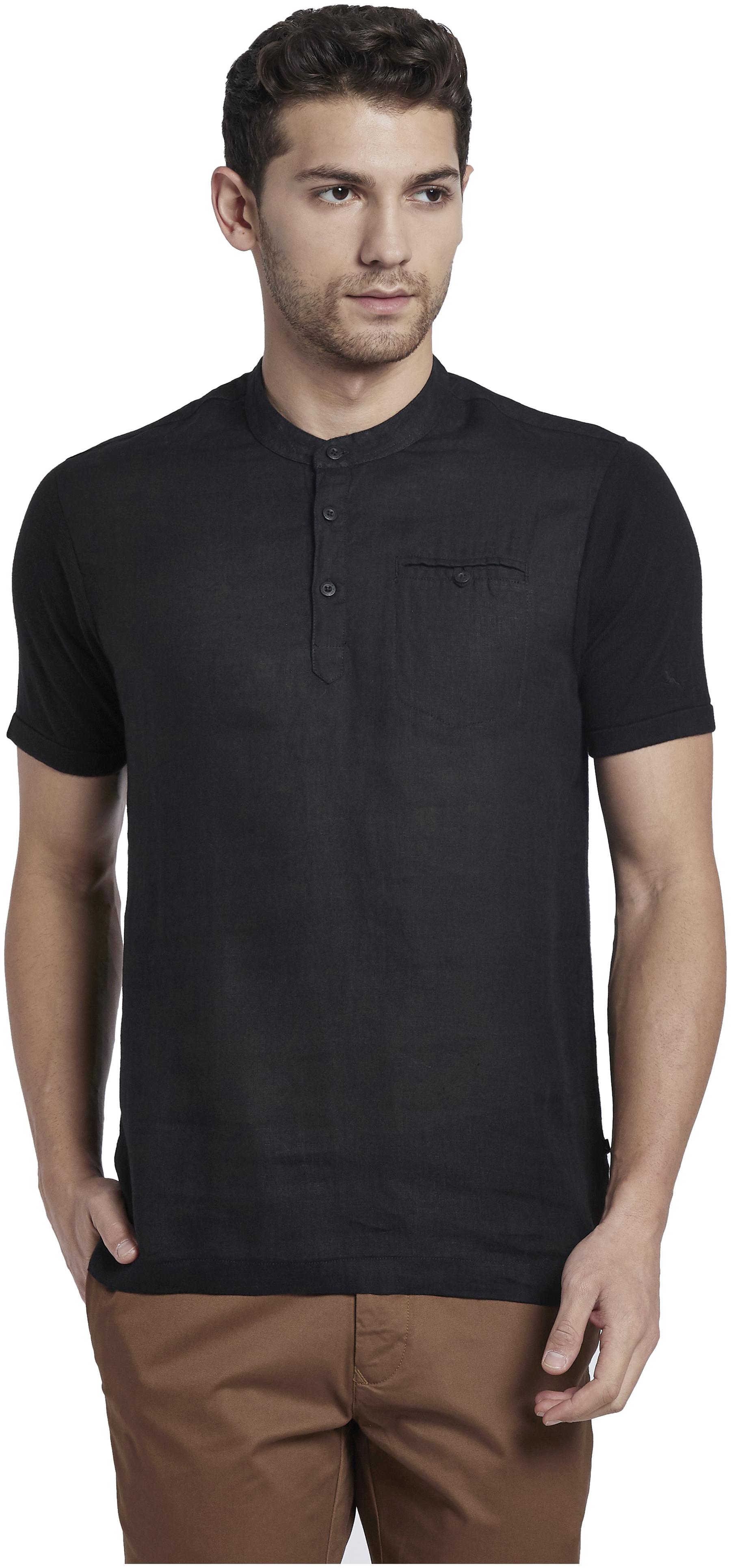 

Parx Men Black Regular fit Cotton Henley neck T-Shirt - Pack Of 1