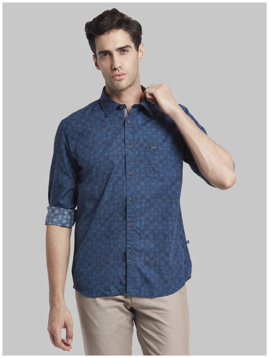 

Parx Men Blue Printed Slim Fit Casual Shirt