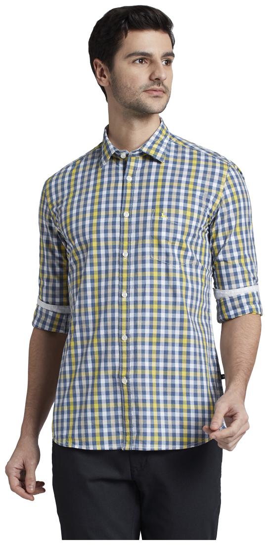 

Parx Men Yellow Checked Regular Fit Casual Shirt