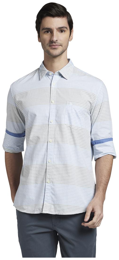 

Parx Men White Horizontal Stripes Slim Fit Casual Shirt
