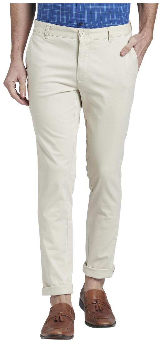 

Parx Men Beige Solid Tapered fit Regular trousers