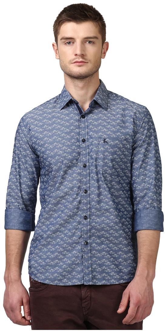 

Parx Men Blue Printed Slim Fit Casual Shirt