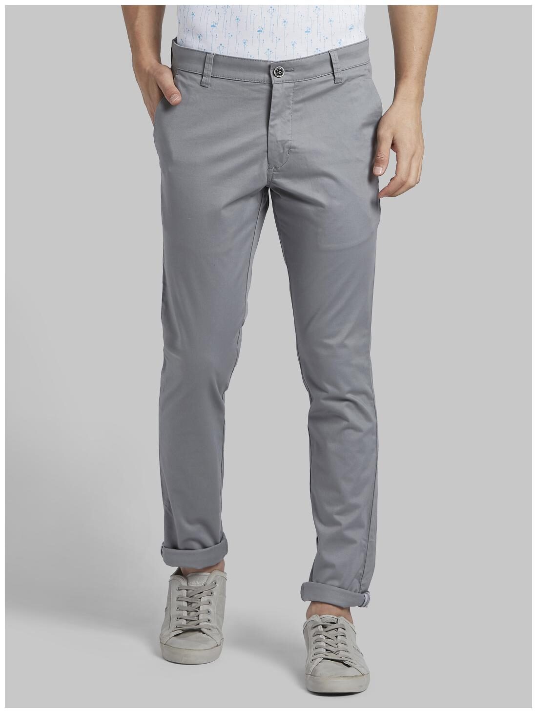 

Parx Men Grey Solid Slim fit Regular trousers